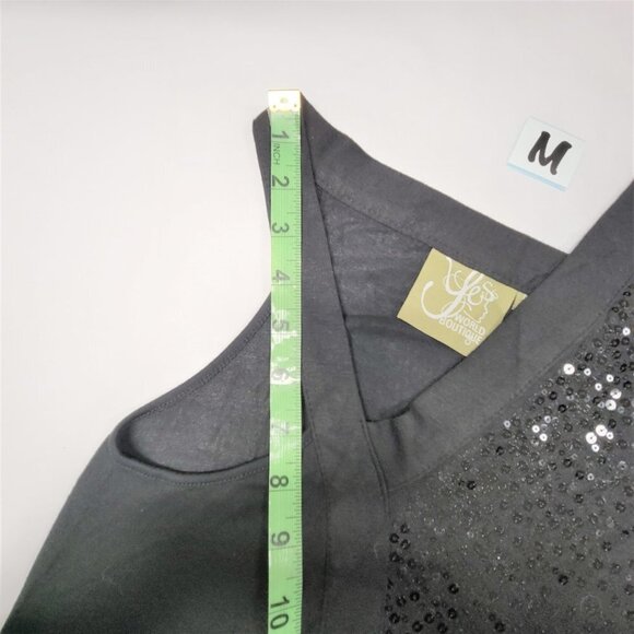 BLACK flowing asymmetrical tunic sequin dress - size S size M - Picture 16 of 16